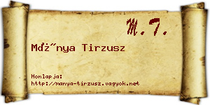 Mánya Tirzusz névjegykártya